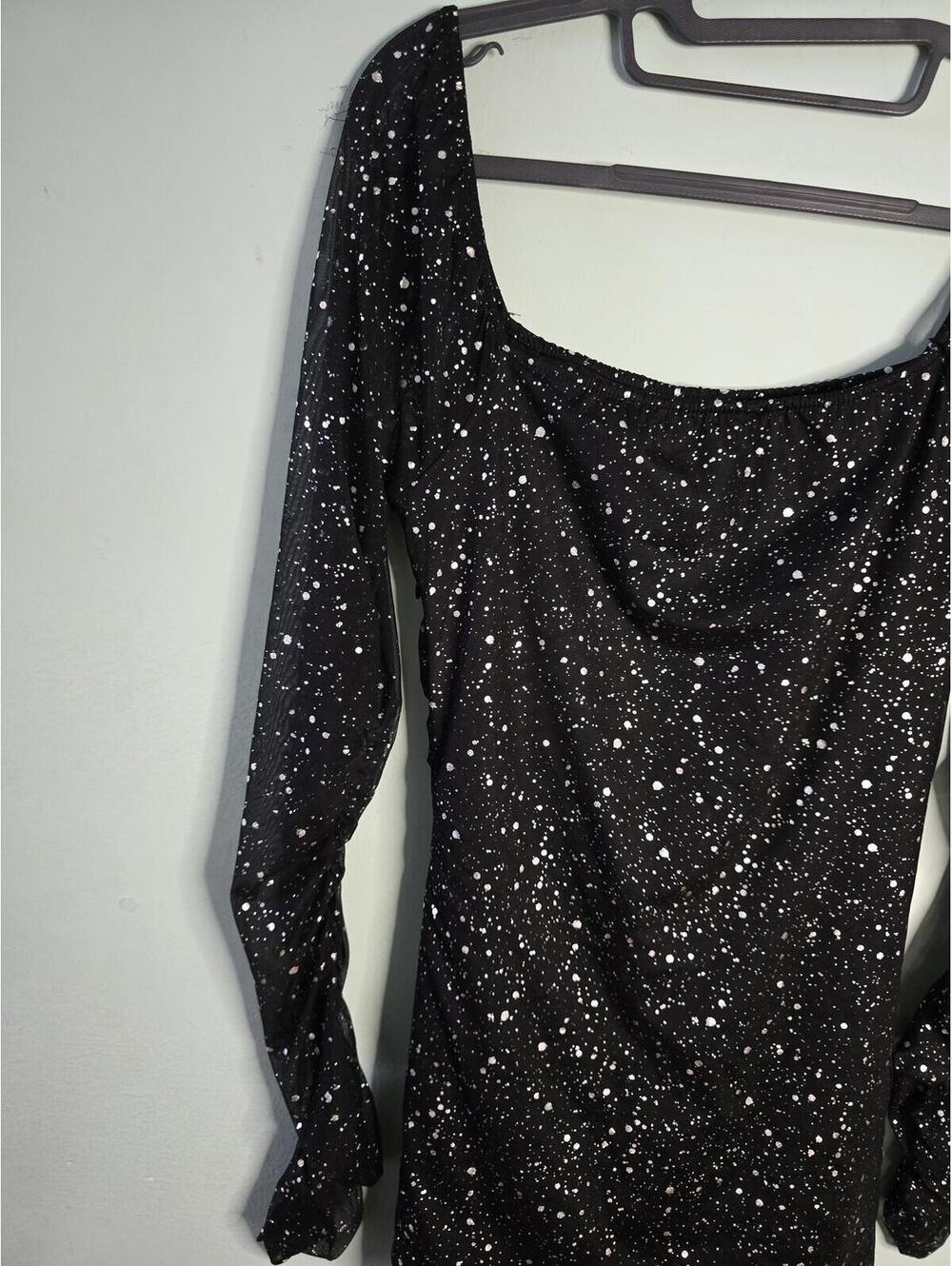 Mxrag Women's Black Sparkle Long Sleeve Bodycon Mini Dress,chic,ellegant Size S - Picture 12 of 16
